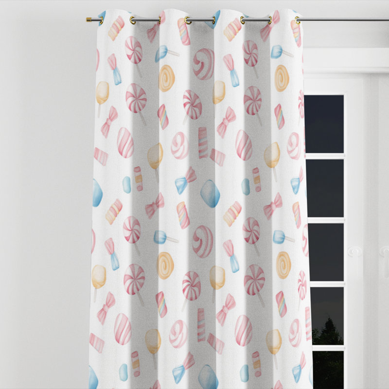 Rideaux en velours Kids Sweets - rideau simple à œillets Dreamy Candy Dreams - 1 panneau, L 52 po x L 63 po, Œillets dorés