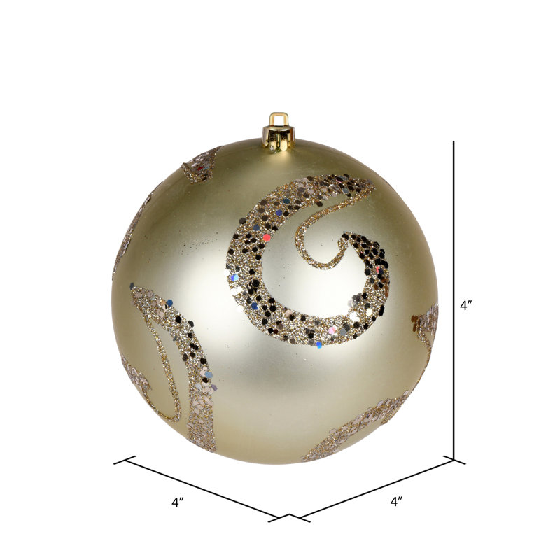 Ornement boule mat à paillettes, Champagne