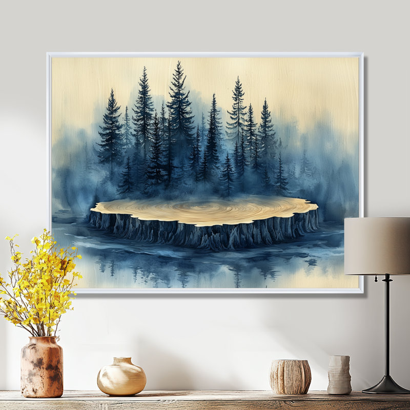 Forêt d'hiver sur bois, diapositive Harmony II - forêt, art mural, H 34 po x l 44 po, Picture Framed, Blanc