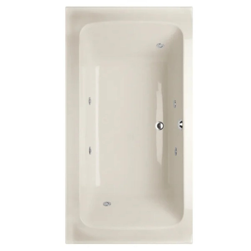 Rachael 72'' x 36'' Acrylic Bathtub, Bone, Polished Chrome