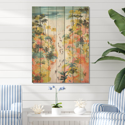 Coastal Beach Scene Paradise In Pastel Color I - Plage sur bois