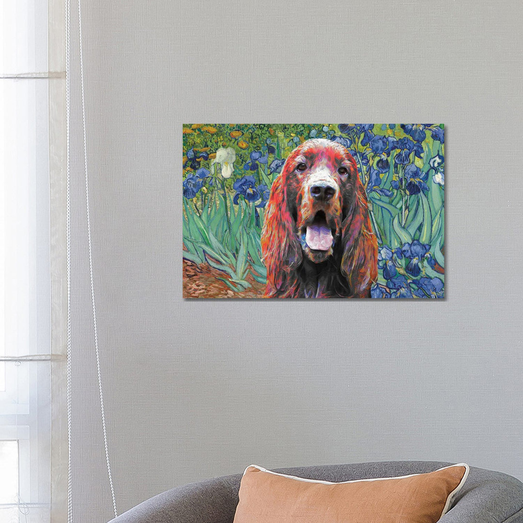 Irish Setter Irises by Nobility Dogs - Wrapped Canvas Giclée