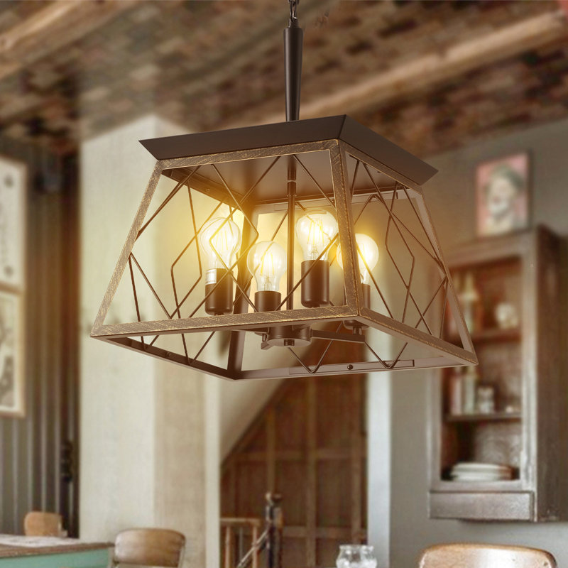 Doré noir 4 - rétro - luminaire antique pour la salle à manger de cuisine avec style de chaîne réglable, Noir doré