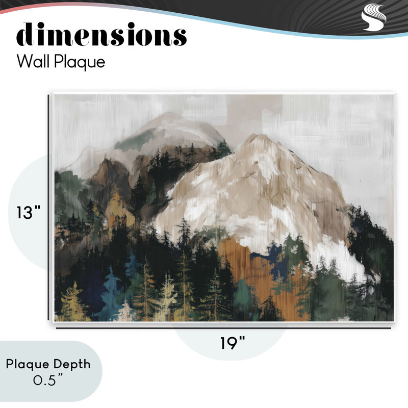 Plaque murale Rugged Mountain Peaks, design par Chromatique Tempête Studio, 13 x 19