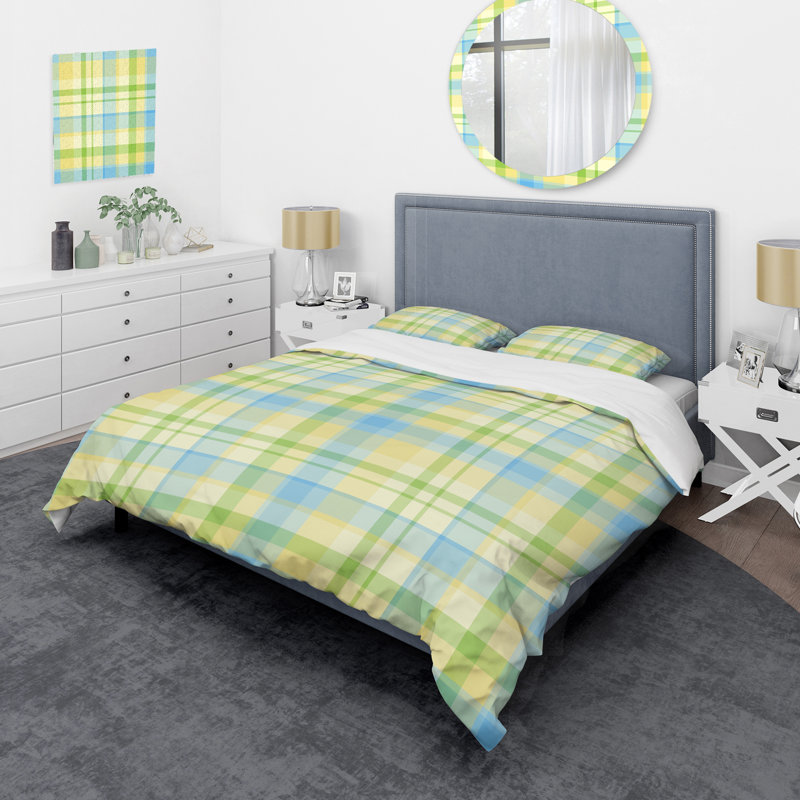 Ensemble de housse de couette en microfibre jaune / vert 3 pièces