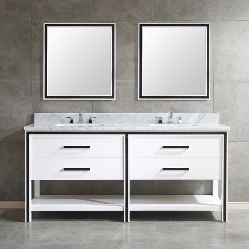 Base de meuble-lavabo double 72 po seulement, Blanc mat