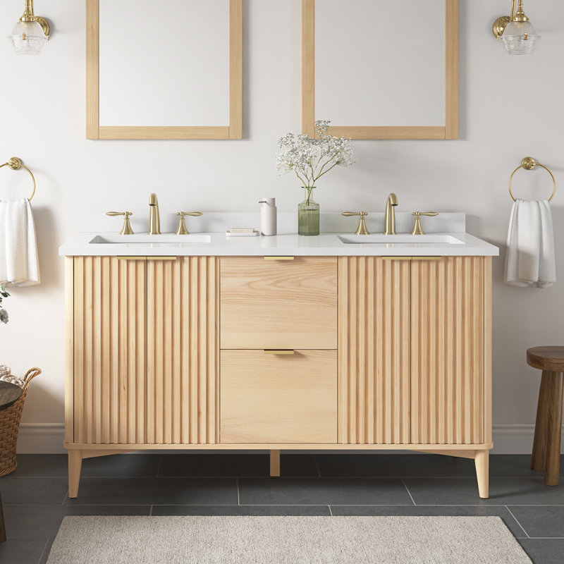 Gabi 60 in. Double Sink Bathroom Vanity, Onyx Black
