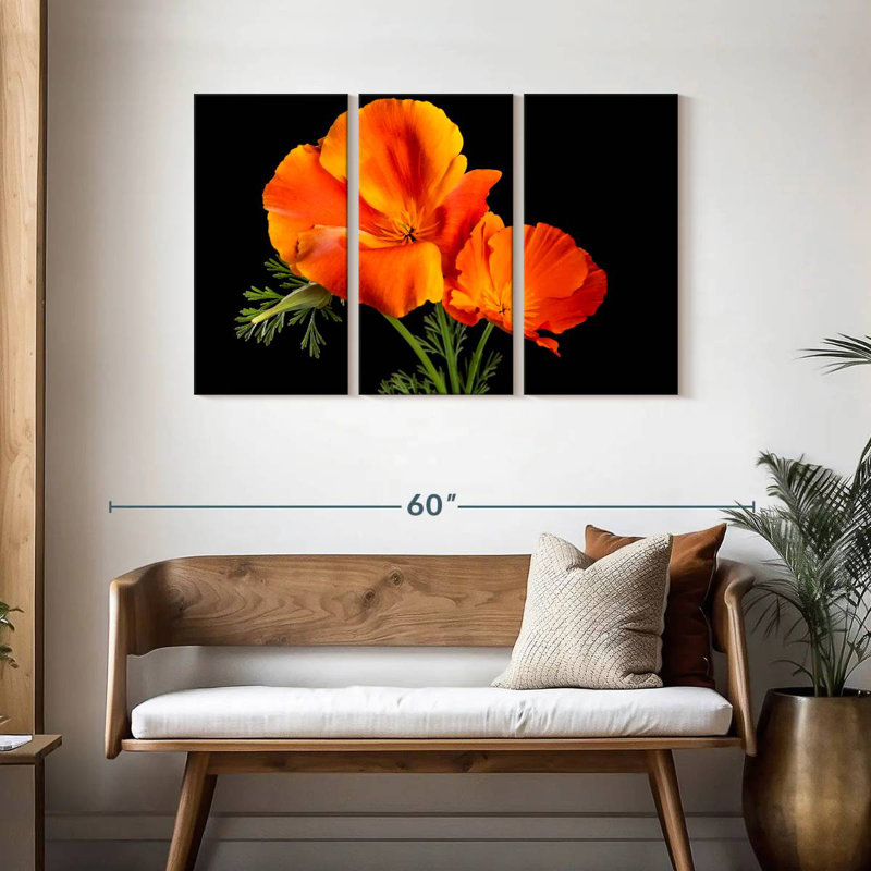 Fleurs orange Harnek du coquelicot de Californie, H 28 po x l 45 po