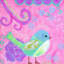 «Blue Green Bird» par Jill Lambert, reproduction sur toile tendue-17682447