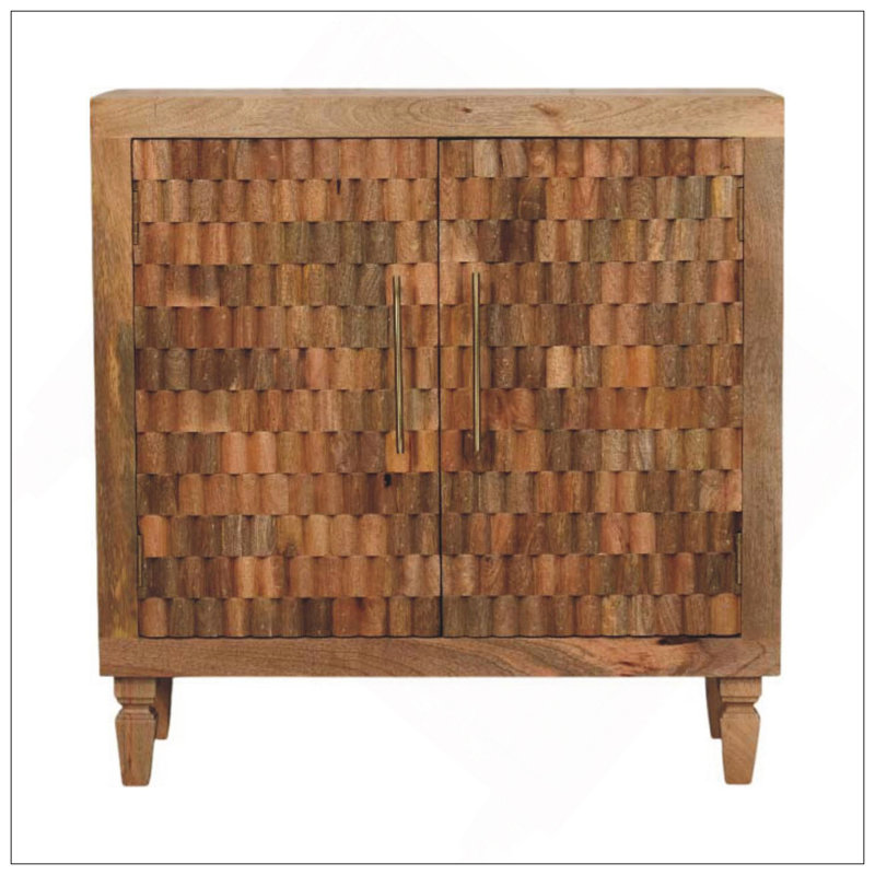 Armoire Marbella en bois massif, brun, 2 tiroirs