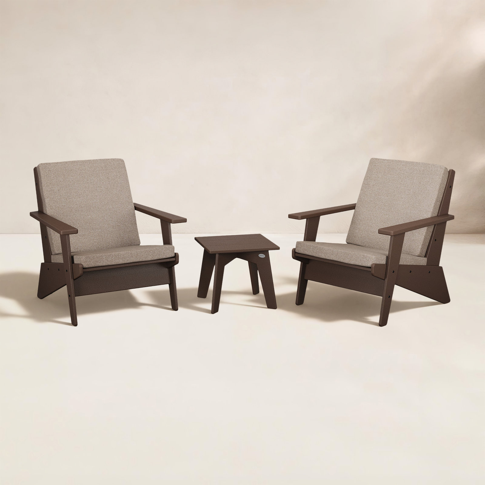 POLYWOOD® Riviera 2-Person Patio Seating Group, Spiced Burlap, Mahogany