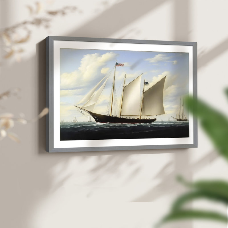 Nautical Series-CXLVI -Framed Print - Restickable, Grey, 16" H x 20" W