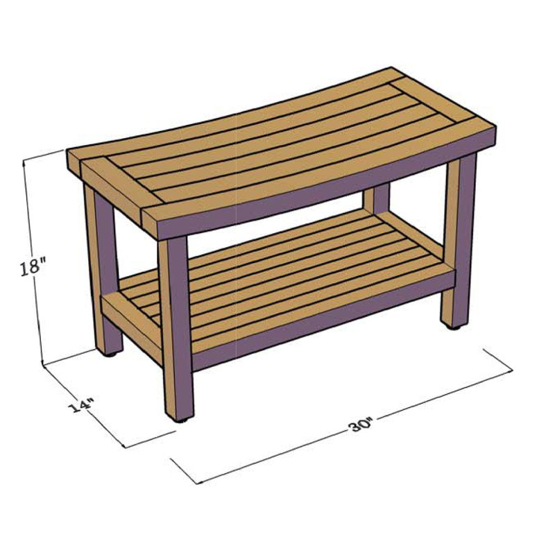 Sumba Shower Seat, 18" H x 30" W x 12" D