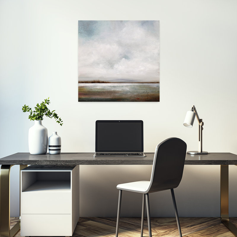 Douce brise, art abstrait de paysage côtier, H 18 po x l 18 po