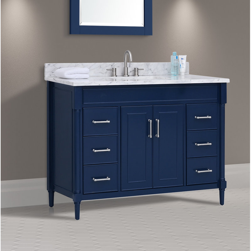 Meuble-lavabo simple l 49 po x P 22 po x H 35 po Addison, Bleu marine