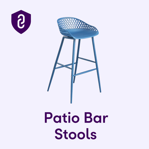 Blue outdoor bar stool with mesh back and metal legs