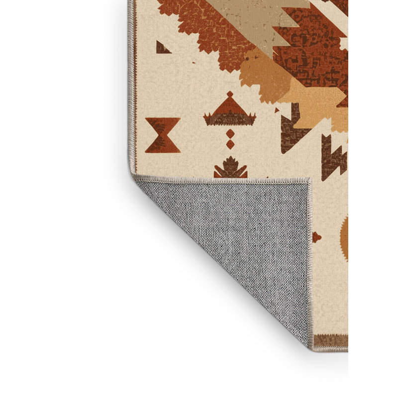 Tapis beige lavable à la machine à motif d'inspiration mondiale Bartow, 5 x 8
