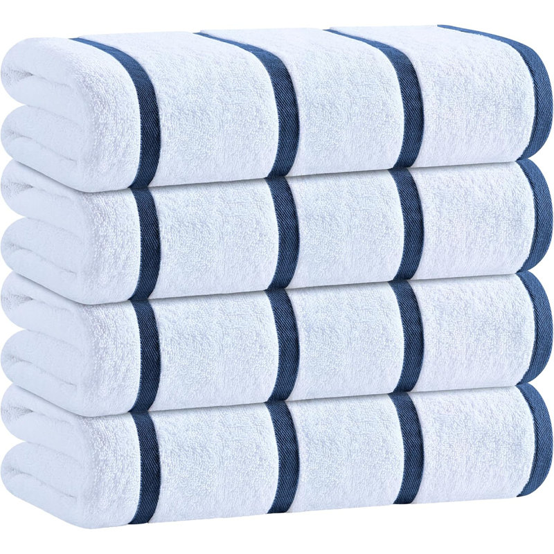 Set of 4 Oversized 30"x60" Cotton Beach Towels – Luxuriously Soft, Highly Absorbent, Quick Dry, Fade Resistant for Pool, Spa & Travel