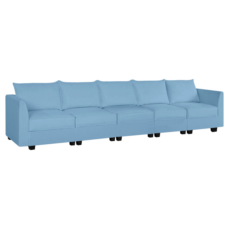 Canapé modulaire Zoriyah, Robin 100% lin bleu œuf