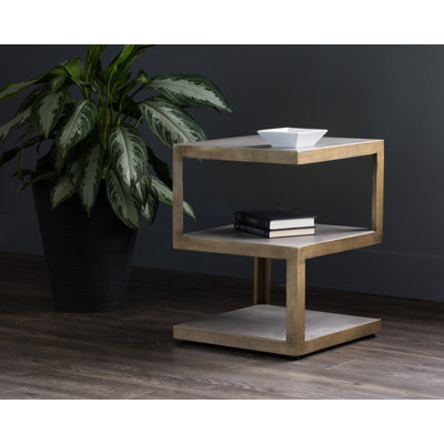 Pettis Stone Top End Table - Gold
