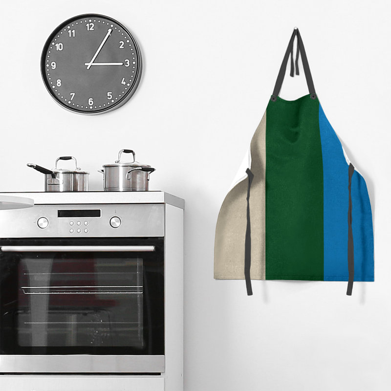 No Pattern Bib Apron, Cream/Green/Blue