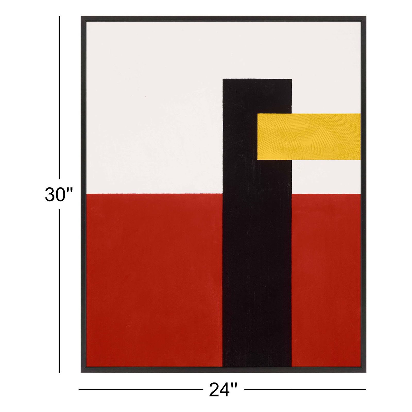 Composition With Yellow 4 by Robert Kamnatnik, Black Framed Canvas, 30" H x 24" W x 1.38" D