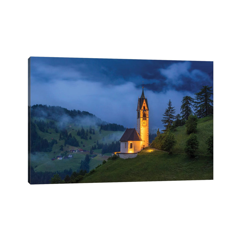 Italy, Dolomites, Val Di Funes. Chapel Of St. Barbara At Sunset. by Jaynes Gallery - Wrapped Canvas Gallery-Wrapped Canvas Giclée