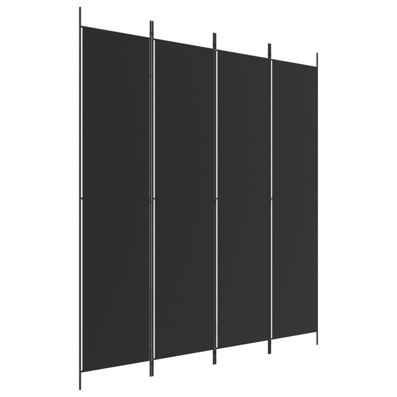 Kasimir Folding Room Divider, Black, 4, 220cm H x 200cm W