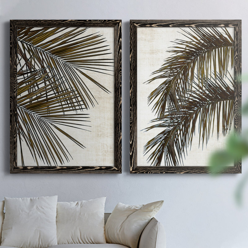 Palm I - ensemble de 2 peintures sur toile encadrées, Noir, H 20 po x l 34 po x P 1,5 po