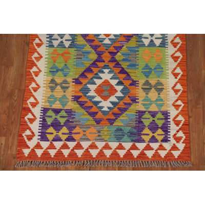 Geometric Kilim Oriental Runner Rug 3x7