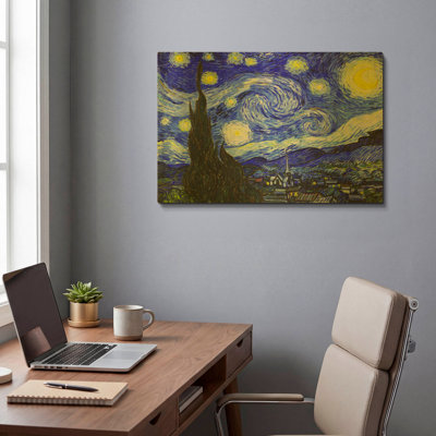 «La nuit étoilée» par Vincent Van Gogh, art mural en métal doré, 24 po x 16 po