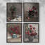 «Vintage Floral Print», impression encadrée CCLVI - ensemble de 4-1442291149-1442291150