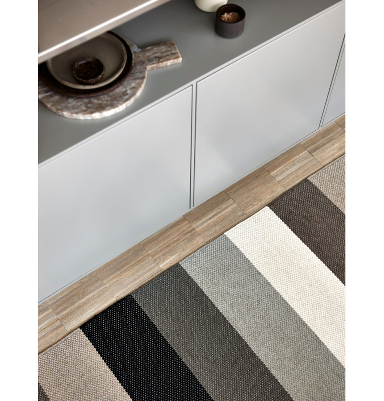 Molly Striped Area Rug in Mud/Black/Gray/Ivory