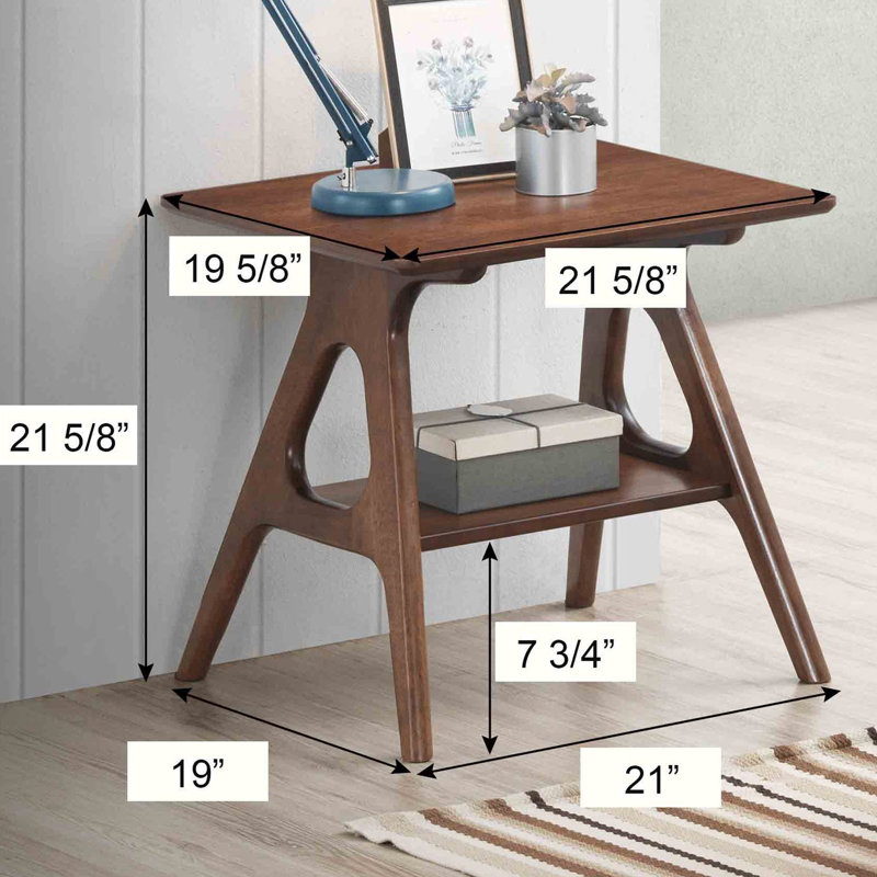 Table de bout en bois avec tablette