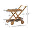 Chariot-bar en bois d'acacia teinté naturel avec roues