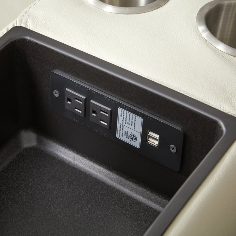 Canapé modulaire inclinable électrique en cuir véritable 93,9 po Thea, Ivory