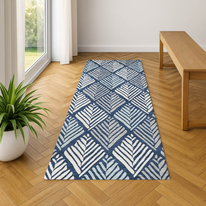 Tapis intérieur / extérieur lavable à la machine Chantille ACN2818, Marine, Tapis de couloir 2 pi 3 po x 7 pi 6 po