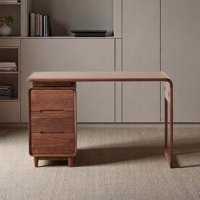 Bureau rétro minimaliste pour le travail à domicile en bois massif