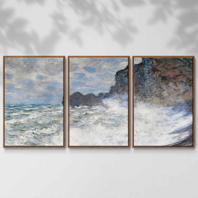 Monet, reproduction sur toile 3 pièces, Noyer, H 36 po x l 75 po x P 2 po
