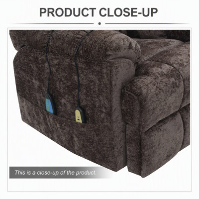 Fauteuil inclinable électrique Pacay Brown Chenille avec fonction de levage, chauffage et massage pour un confort et un soutien ultimes