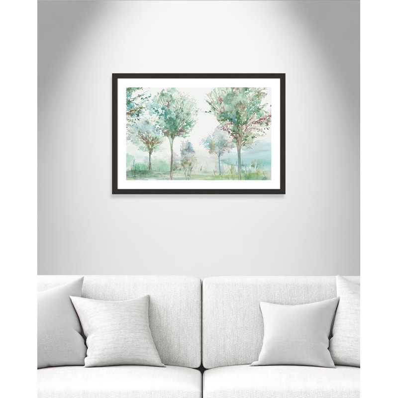 Paysage délicat - Art encadré autoportant, H 26 po x l 36 po x P 2 po, Encadrement espresso foncé