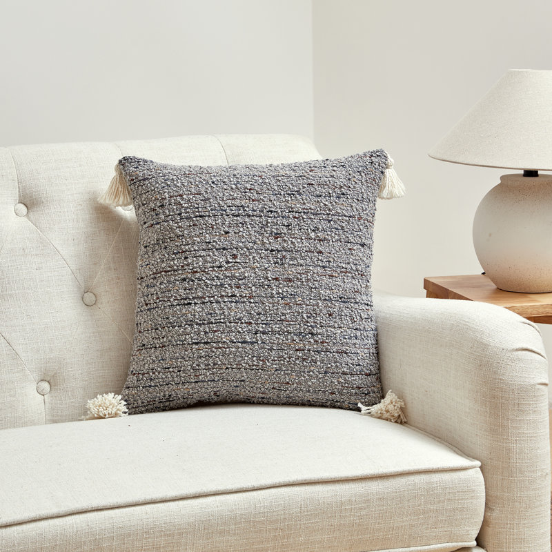 Coussin décoratif réversible My Cottage Home, Plumes, Gris