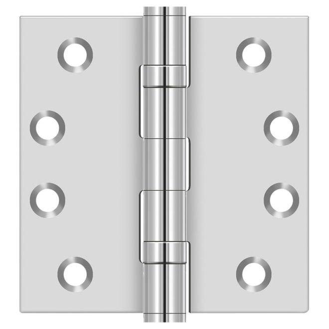 Paire d'acier inoxydable poli à charnière carrée 4 "x 4" Deltana SS44BU32, Chrome poli