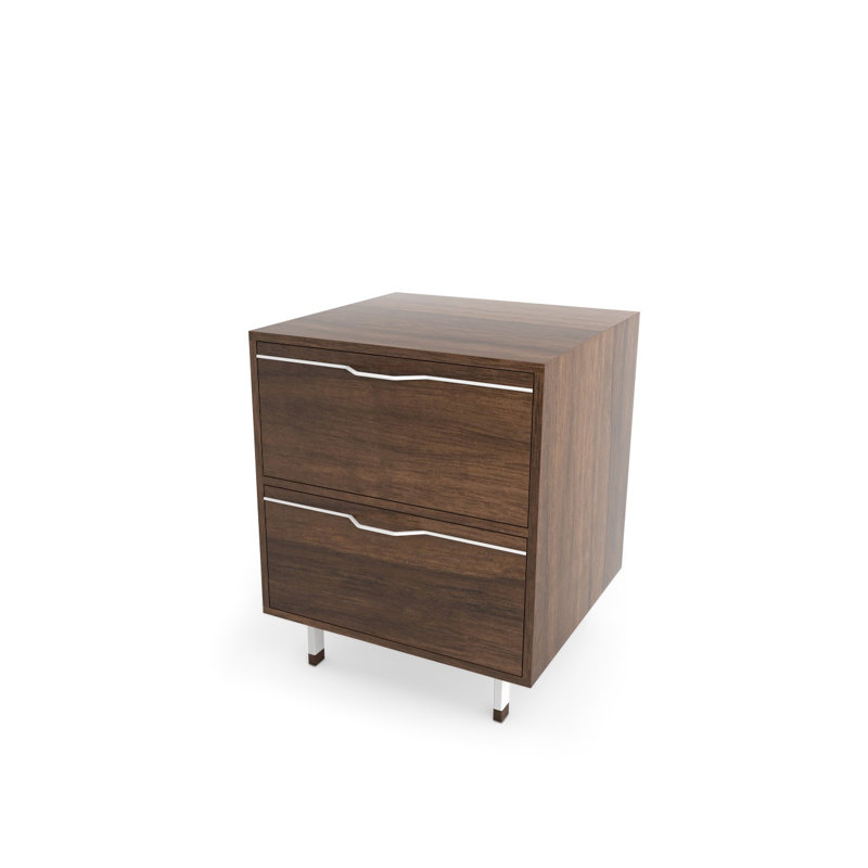 Table de chevet 2 tiroirs Chapman, Noyer / blanc