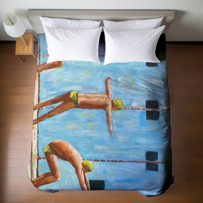 Housse de couette contemporaine Swimmers Blue | Literie Home Decor