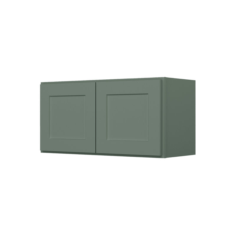 Meuble de cuisine mural Easy-DIY à 2 portes, 76 cm (L) x 30 cm (P) x 38 cm (H), en kit, style Shaker Basilic, Vert
