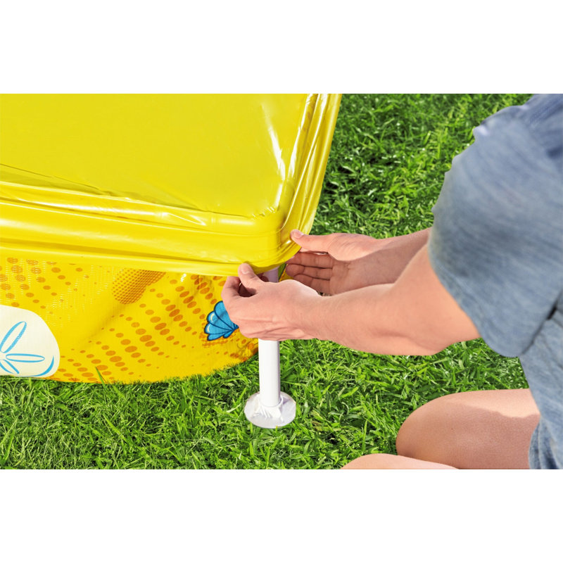 H2OGO! 7' Blue and Yellow Steel Frame Kiddie Pool and Sandpit