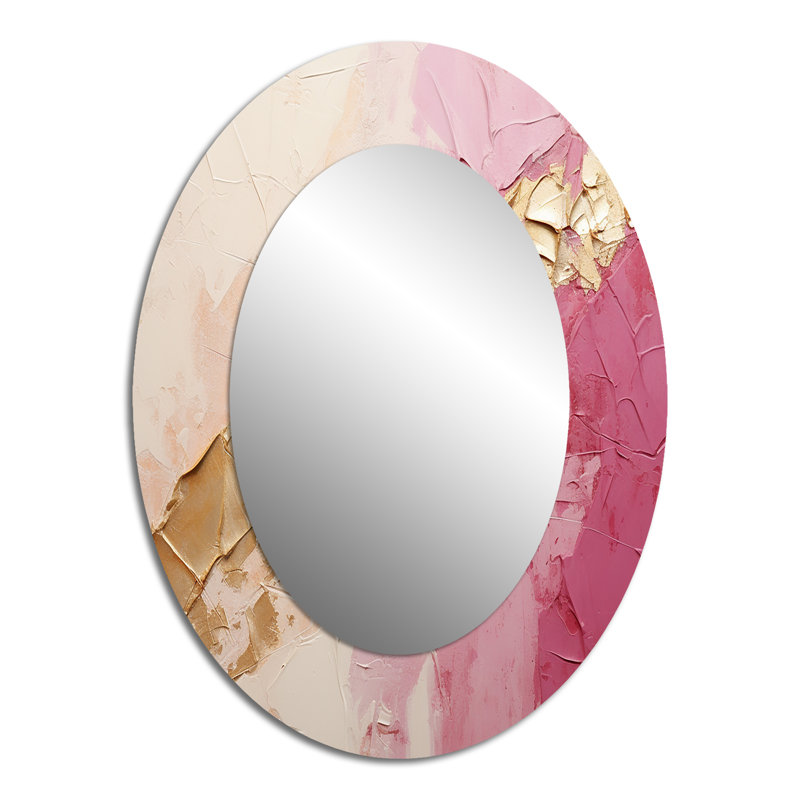 Miroir mural ovale rose sur métal rose, 40 po x 30 po