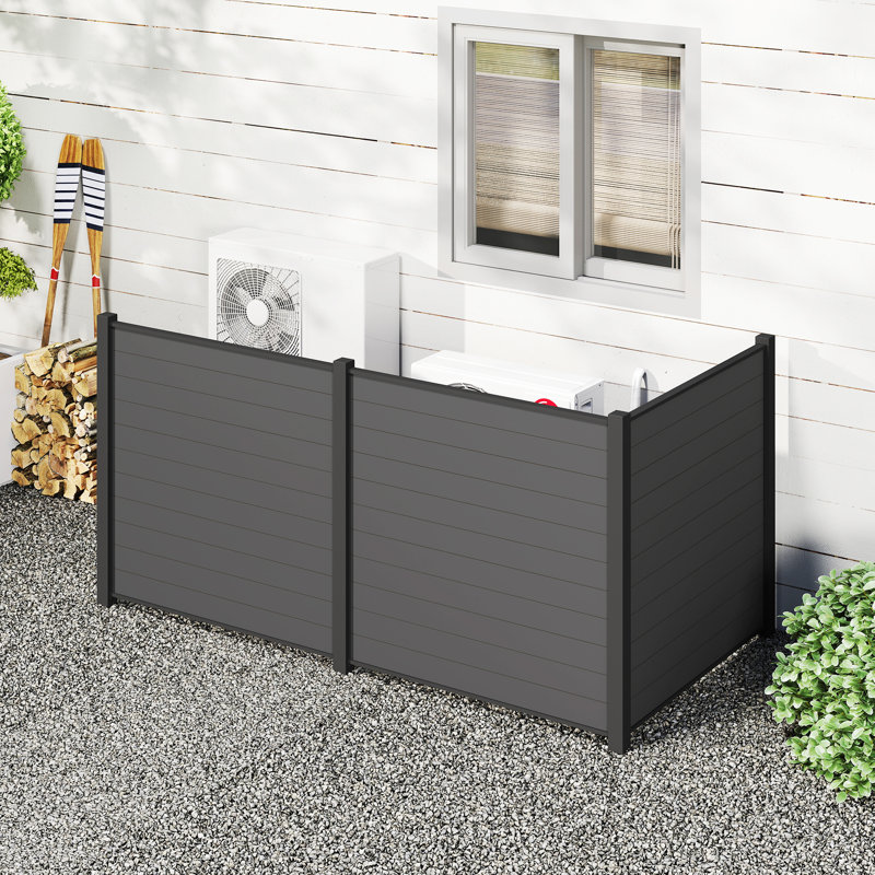 Panneaux de clôture d'extérieur en métal, noir, H 69,92 po x l 100 po x P 50 po