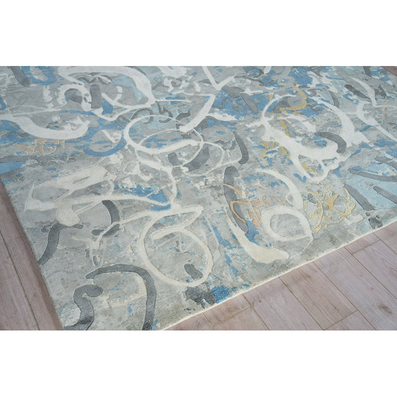 Gianni Abstract Area Rug in Blue, Rectangle 6' x 9'